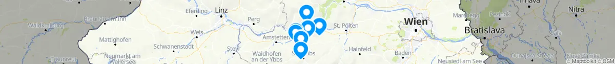 Kartenansicht für Apotheken-Notdienste in der Nähe von Münichreith-Laimbach (Melk, Niederösterreich)